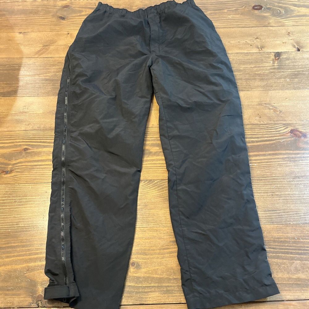 LL Bean Rain Pants Mens Large Black Nylon Hiking Camp Full Zip Gorpcore